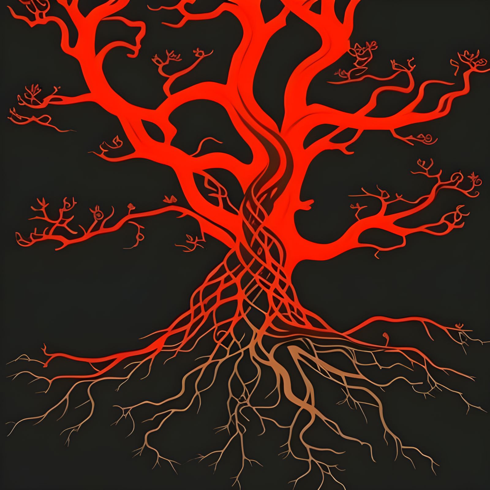 Surreal Tree of Life in Dark Fantasy Style
