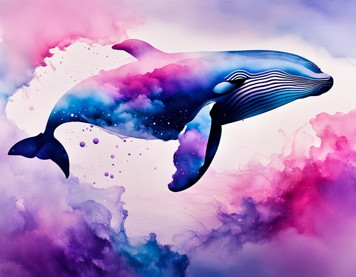 Abstract Whale in Watercolor with Dreamy Hues