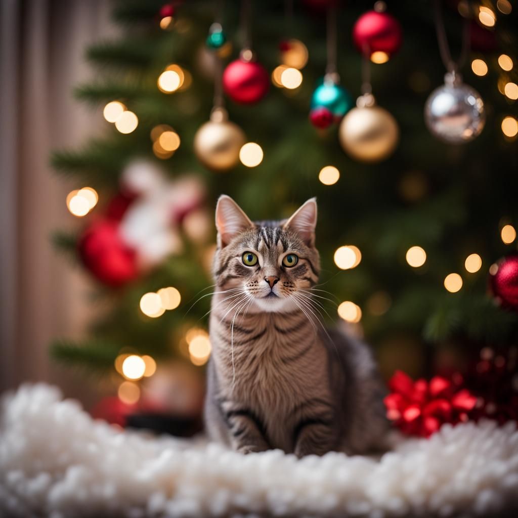 Cute Cat Celebrates Christmas: Professional Photography