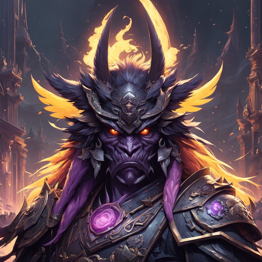 Dark Fantasy Tengu Warrior in Regal Armor