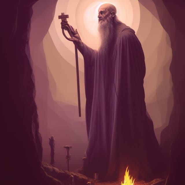 The Hermit Tarot Card in Cel-Shaded 3D