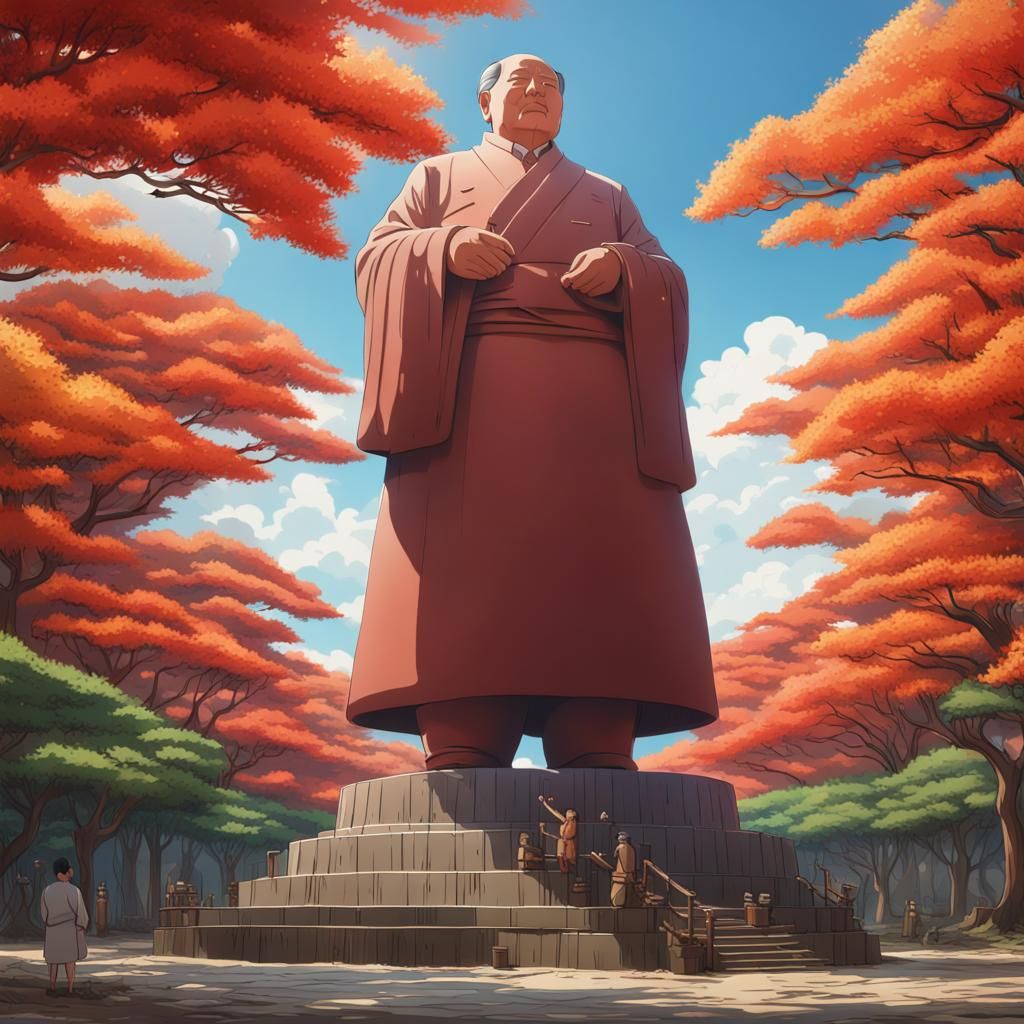 Mao Zedong Statue in Anime Style