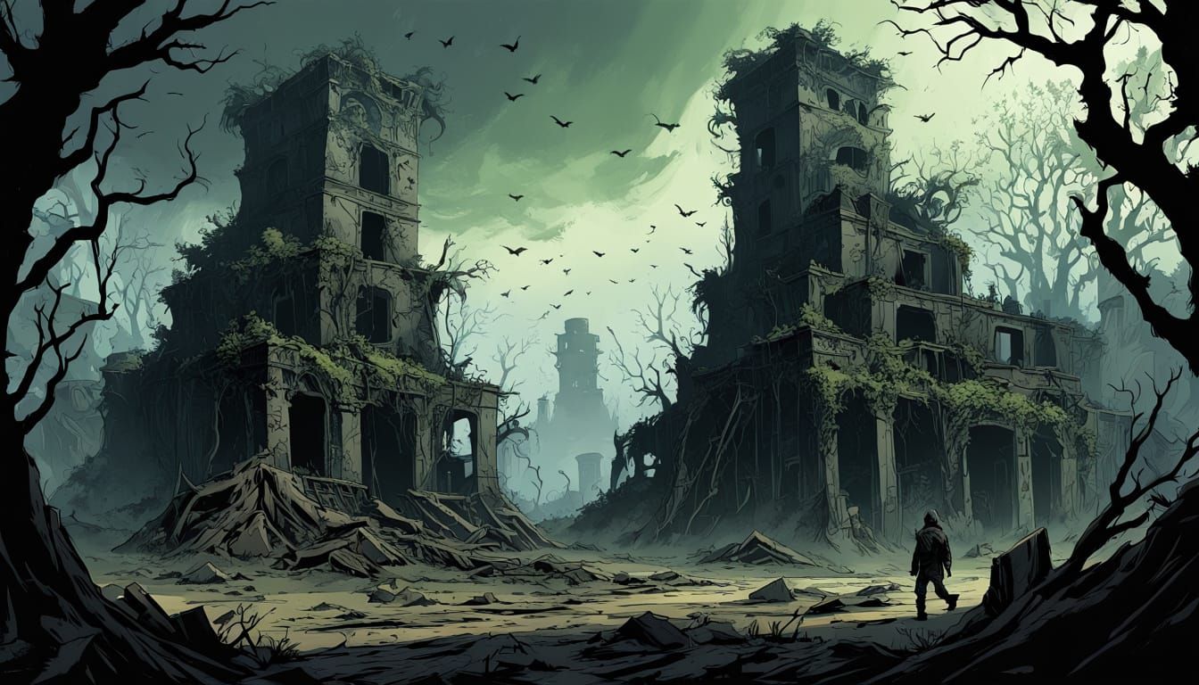 Post-Apocalyptic Ruins in Dark Fantasy Comic Art