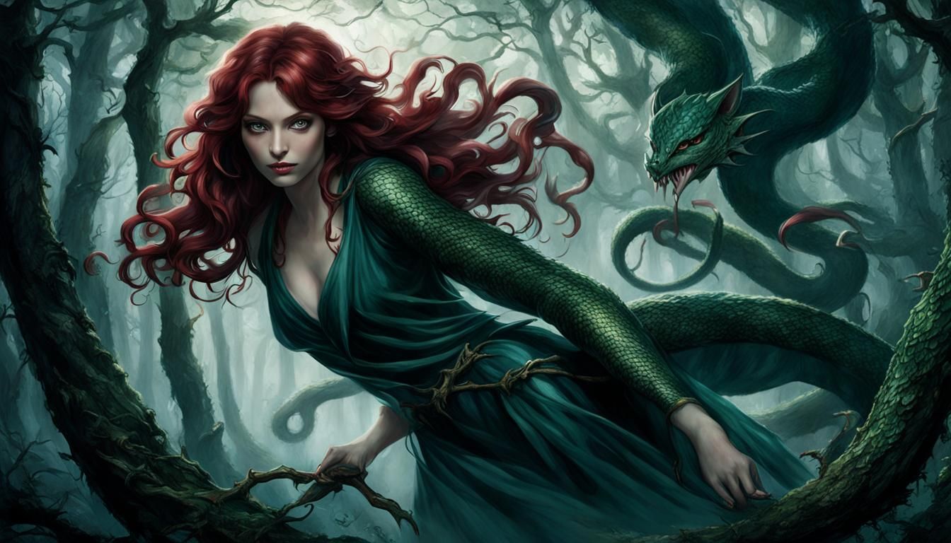 Mysterious Lamia in Enchanted Forest