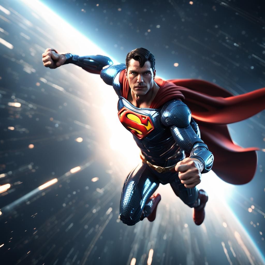 Superman in Space: Futuristic 3D Render