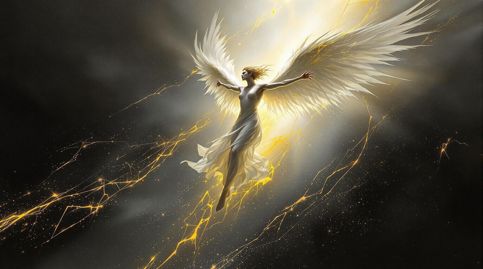 Angel Descends into Radiant Light