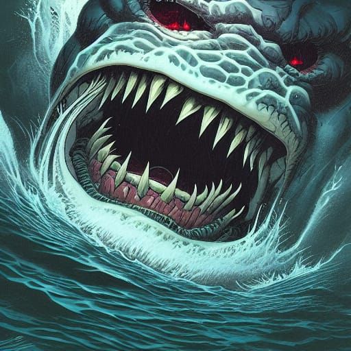 Sinister Sea Snake Monster Comic Art