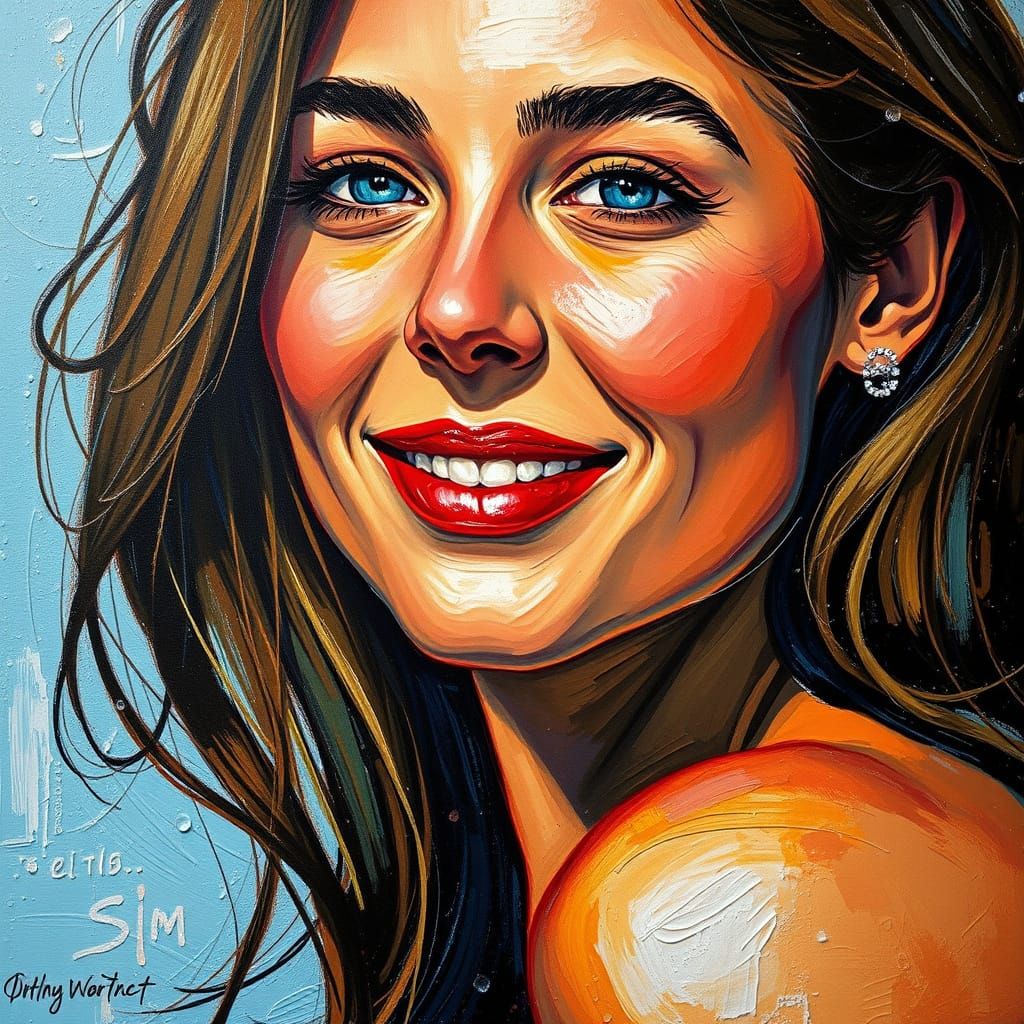 Impasto Oil Painting of Charming Italian Woman