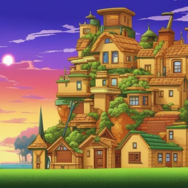 Vibrant Cityscape in Impressionistic Synthwave Style