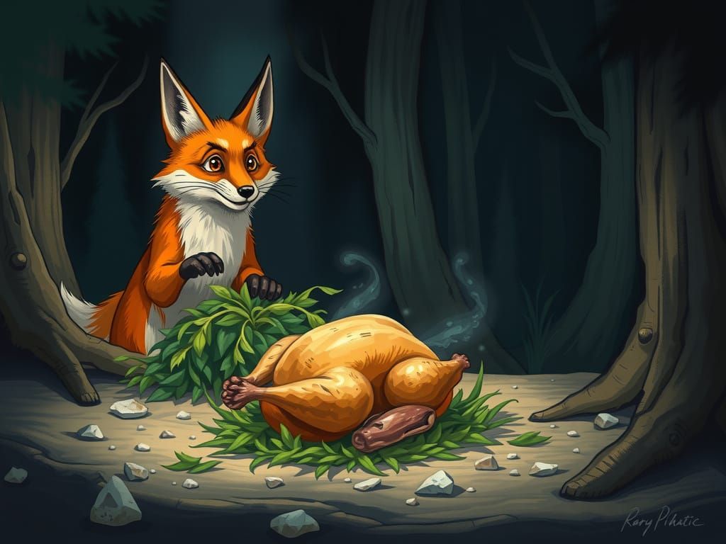 Surprised Fox Discovers Abandoned Chicken, Concept Art