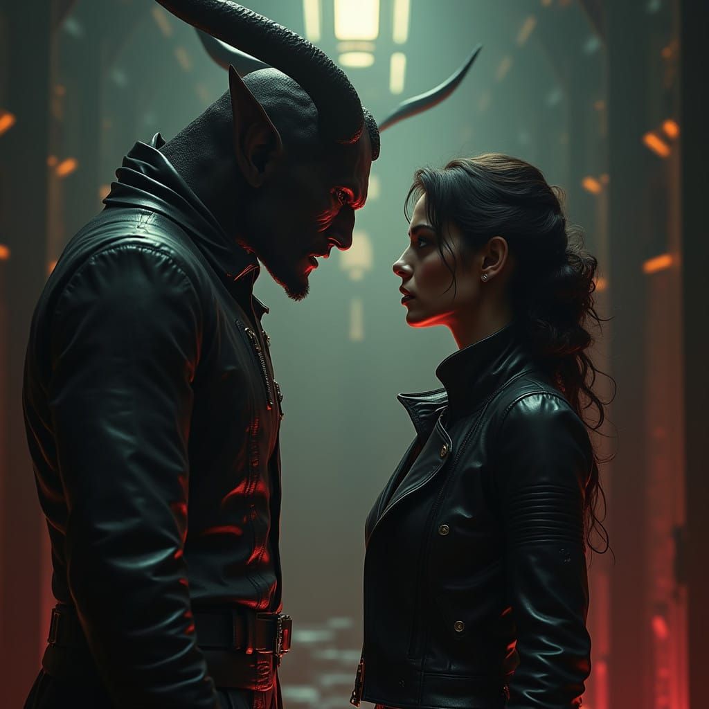 Epic Anne Hathaway Portrait in Leather, Confronts Horned Dem...