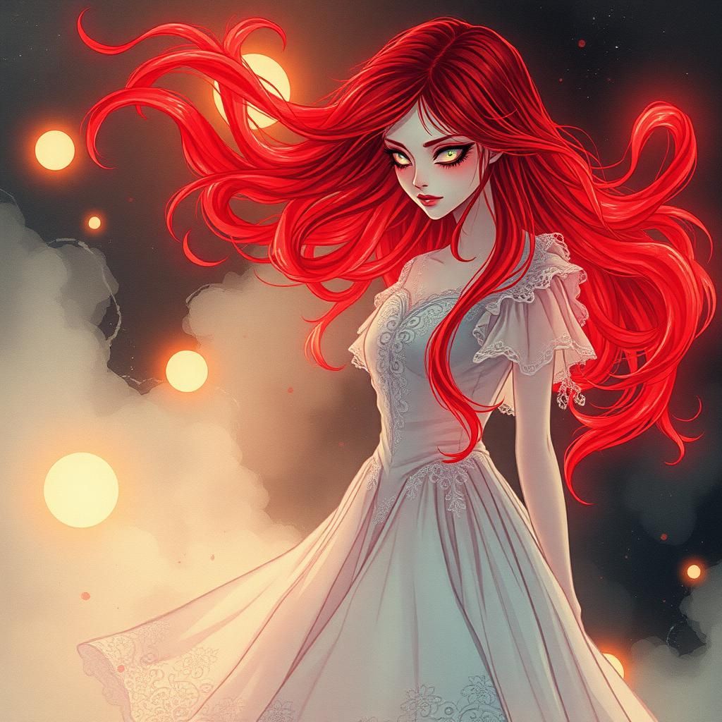 Fiery Ghost in Manga Anime Style