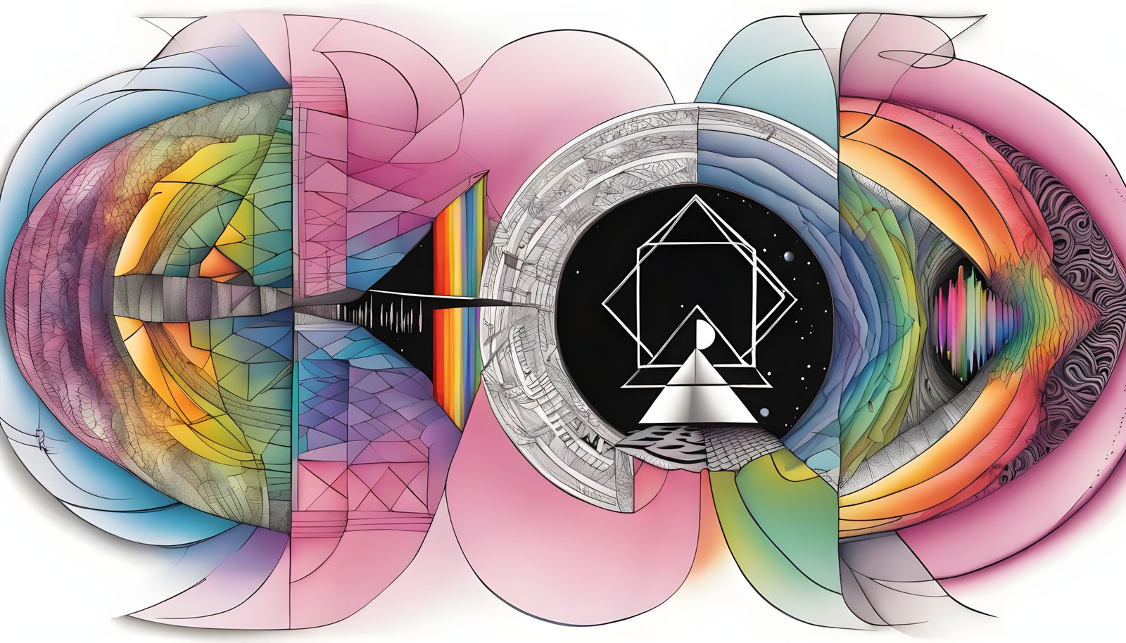 Surreal Prism Landscape Inspired by Pink Floyd's Dark Side o...