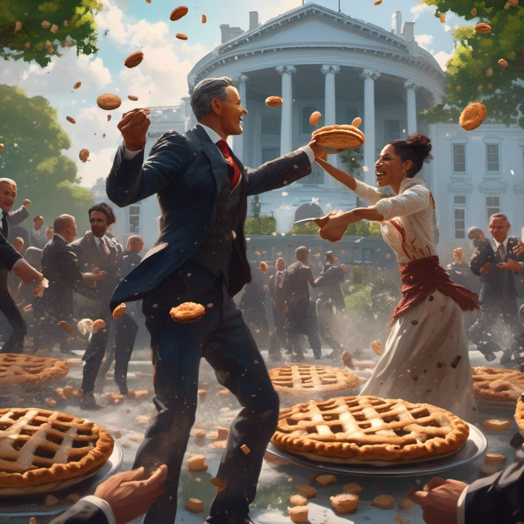 Pie Fight at the White House: Hyperreal Concept Art