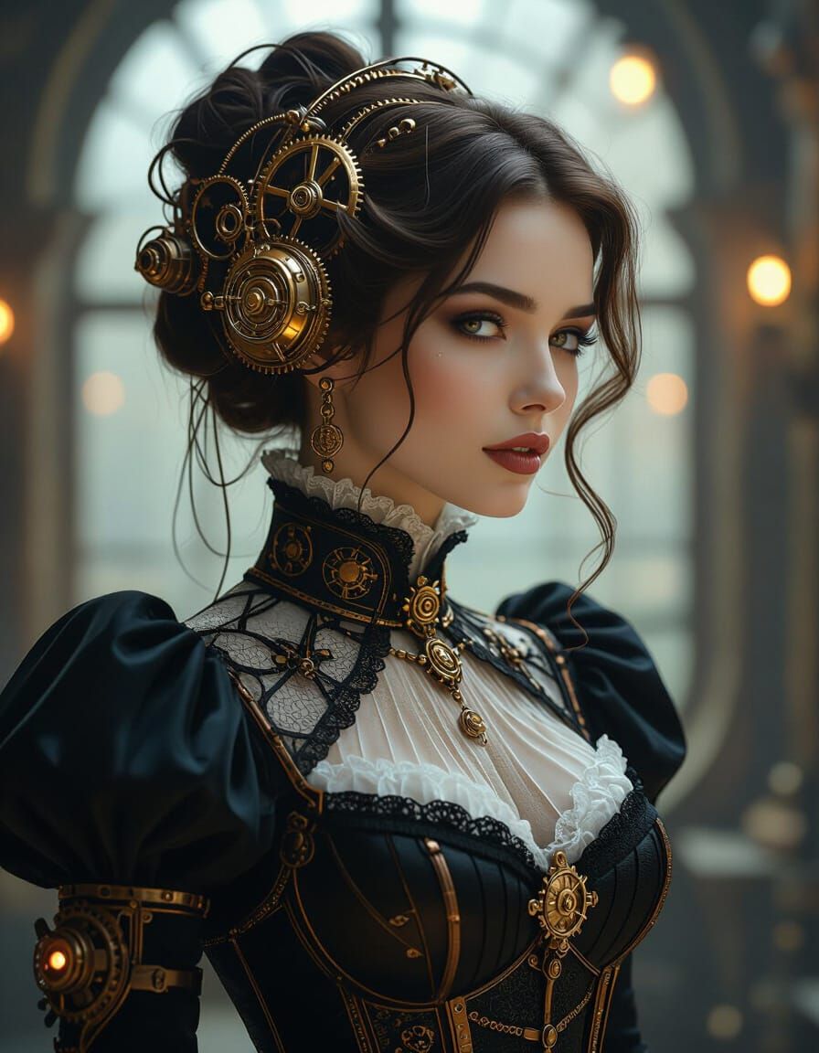 Steampunk Woman with Brass and Copper Details