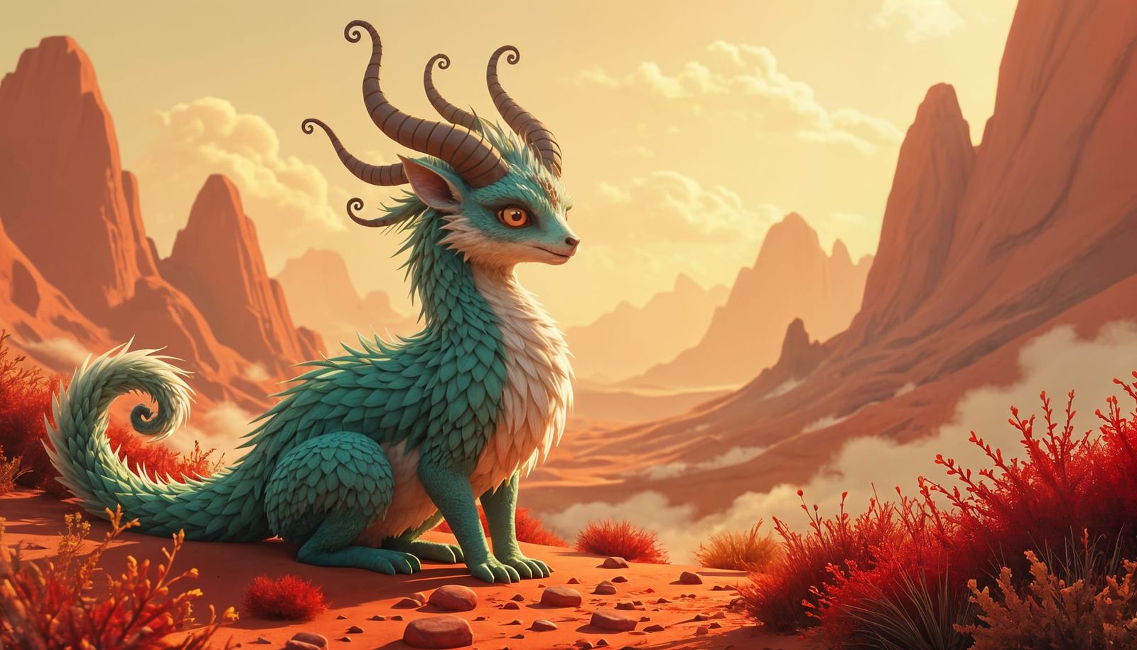Cute Fantasy Creature in Pastel Fractal Style