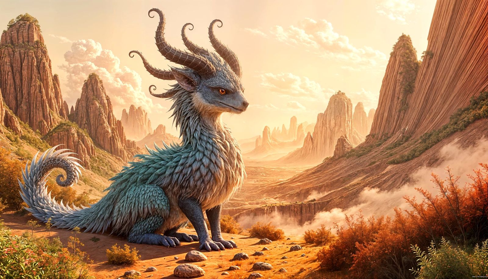 Cute Fantasycore Illustration with Bismuth Fractals