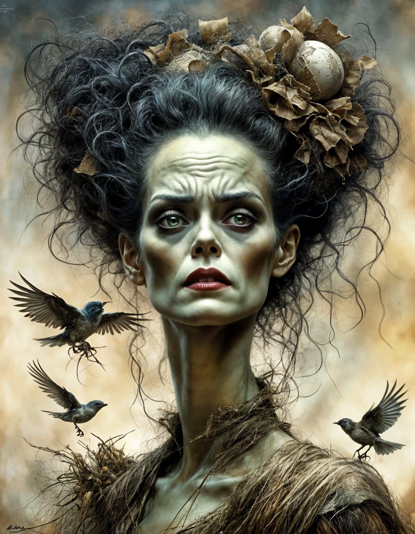 Surreal Portrait of “Bed Head” The bride of Frankenstein jus...