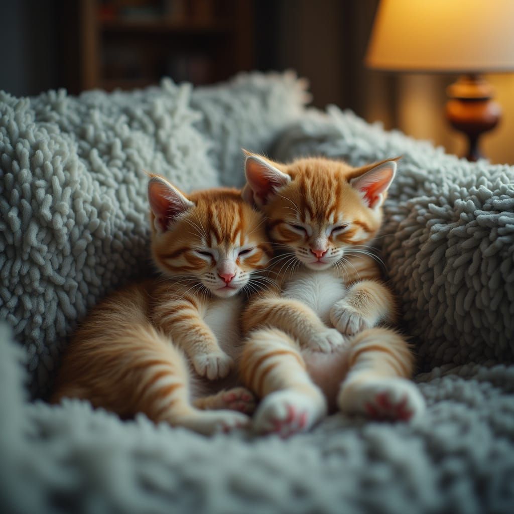 Ragdoll Kittens Snuggling Pile in Cinematic Lighting
