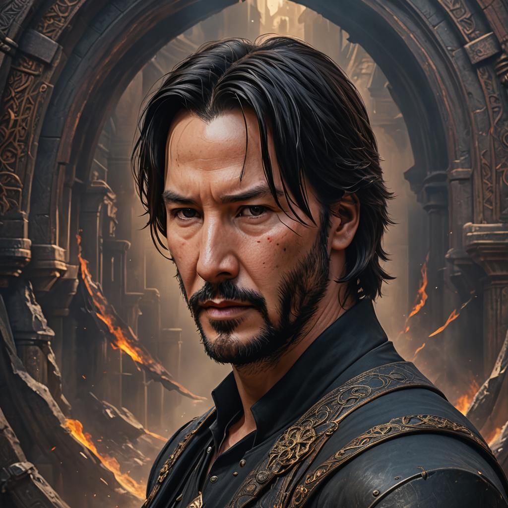 Keanu Reeves Portrait in Fantasy Art Style