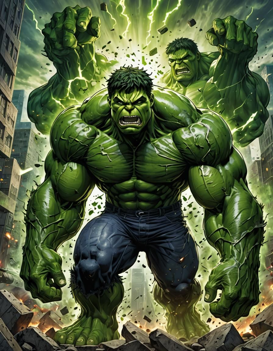 Anime drawing of Hulk