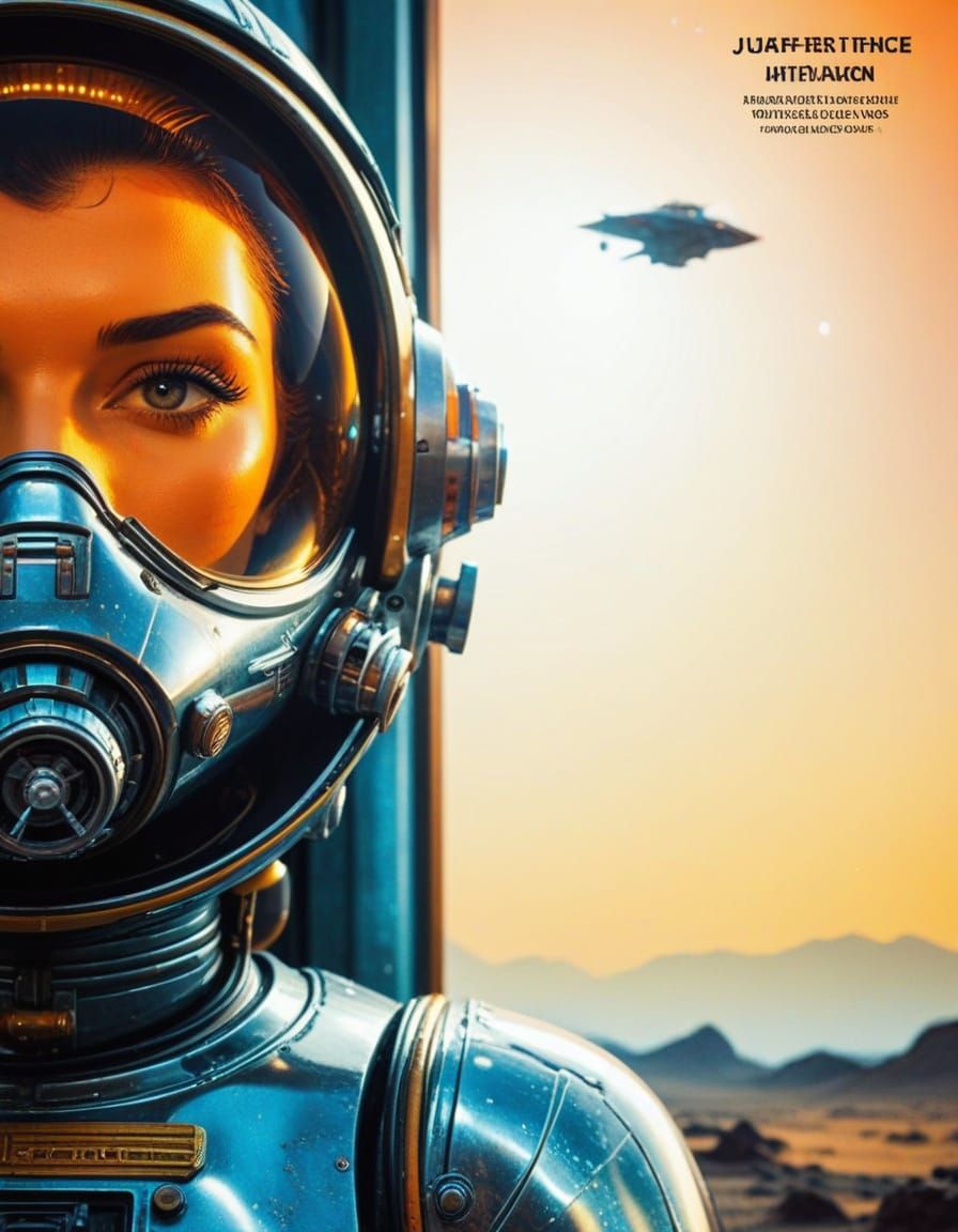 Retrofuturistic Space Explorer in Art Deco Style