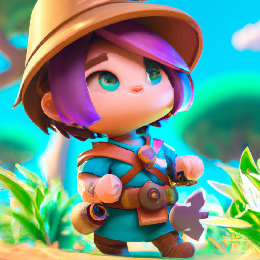 Cute Chibi Adventurer in 3D Digital Art Style