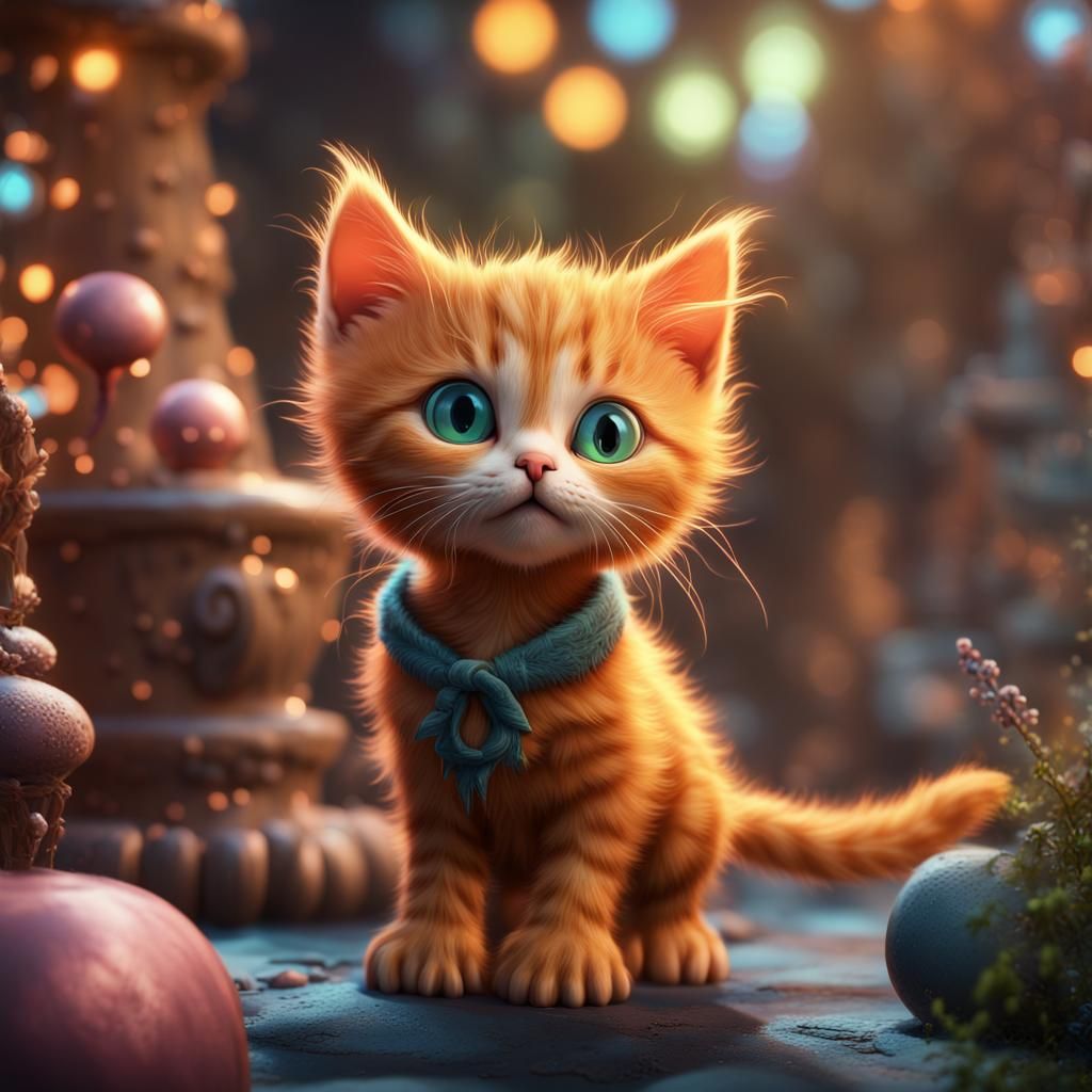 Ginger Kitten in Fantastical Whoville Landscape