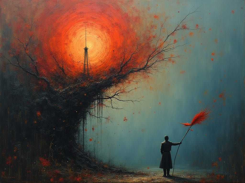 Surrealist Oil Painting of Inner Strength and Courage