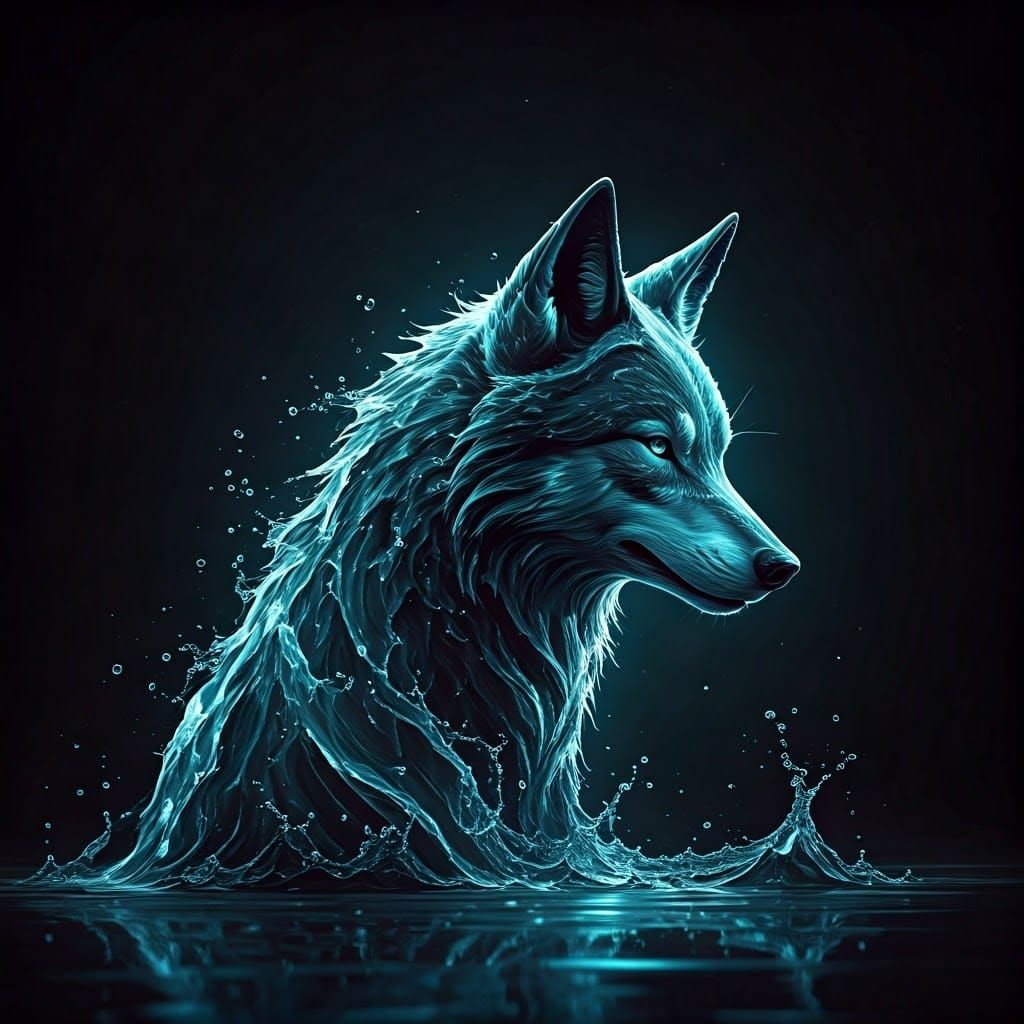 Hyper-Realistic Water Wolf in Cinematic Film Still