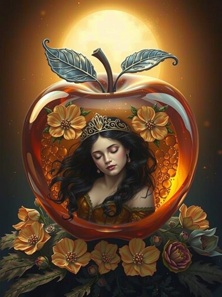 Surreal Amber Apple in Sinister Fantasycore Art