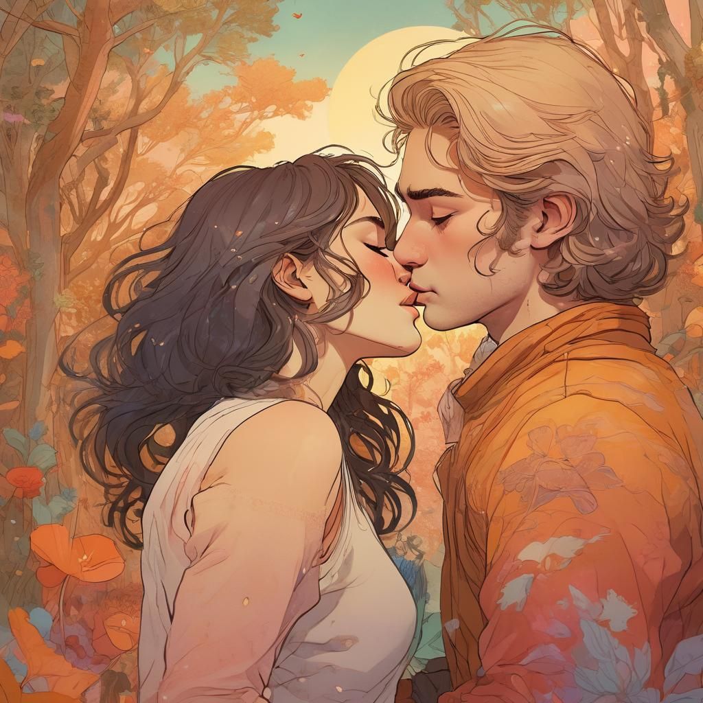Hopey and Maggie Kissing: Comic Book Illustration