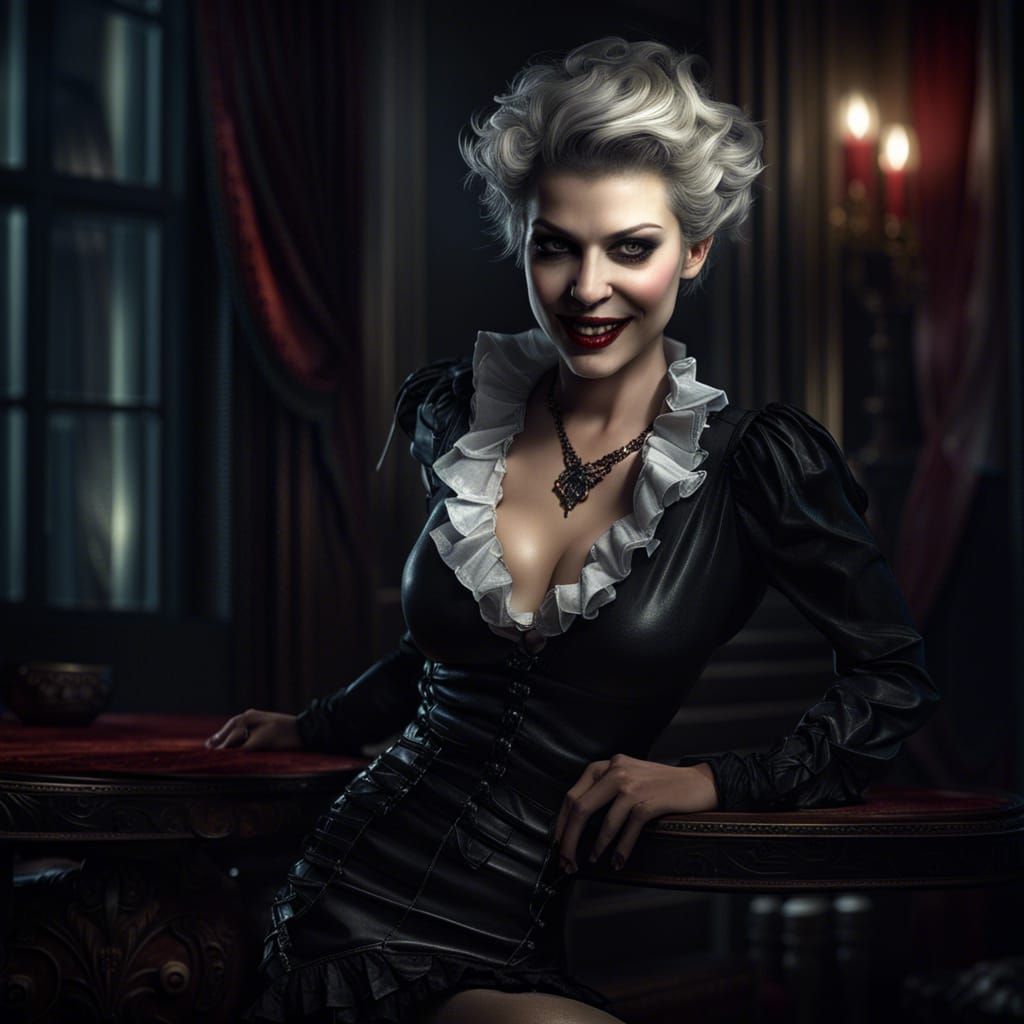 Sensual Vampire Countess with Platinum Hair