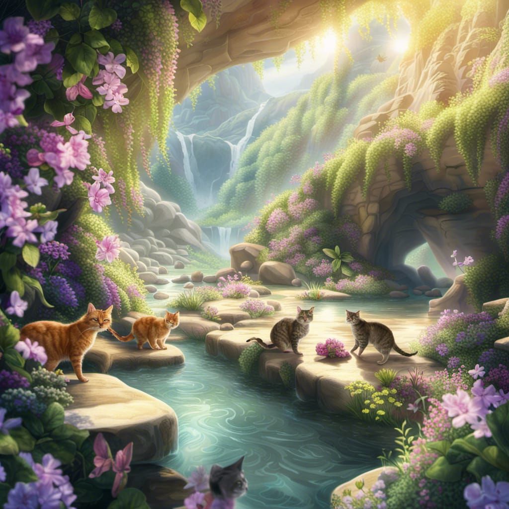 Feral Cats Celebrate Spring in Sunlit Cavern