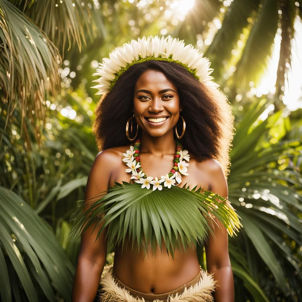 Smiling Papua New Guinean Girl in Tropical Paradise