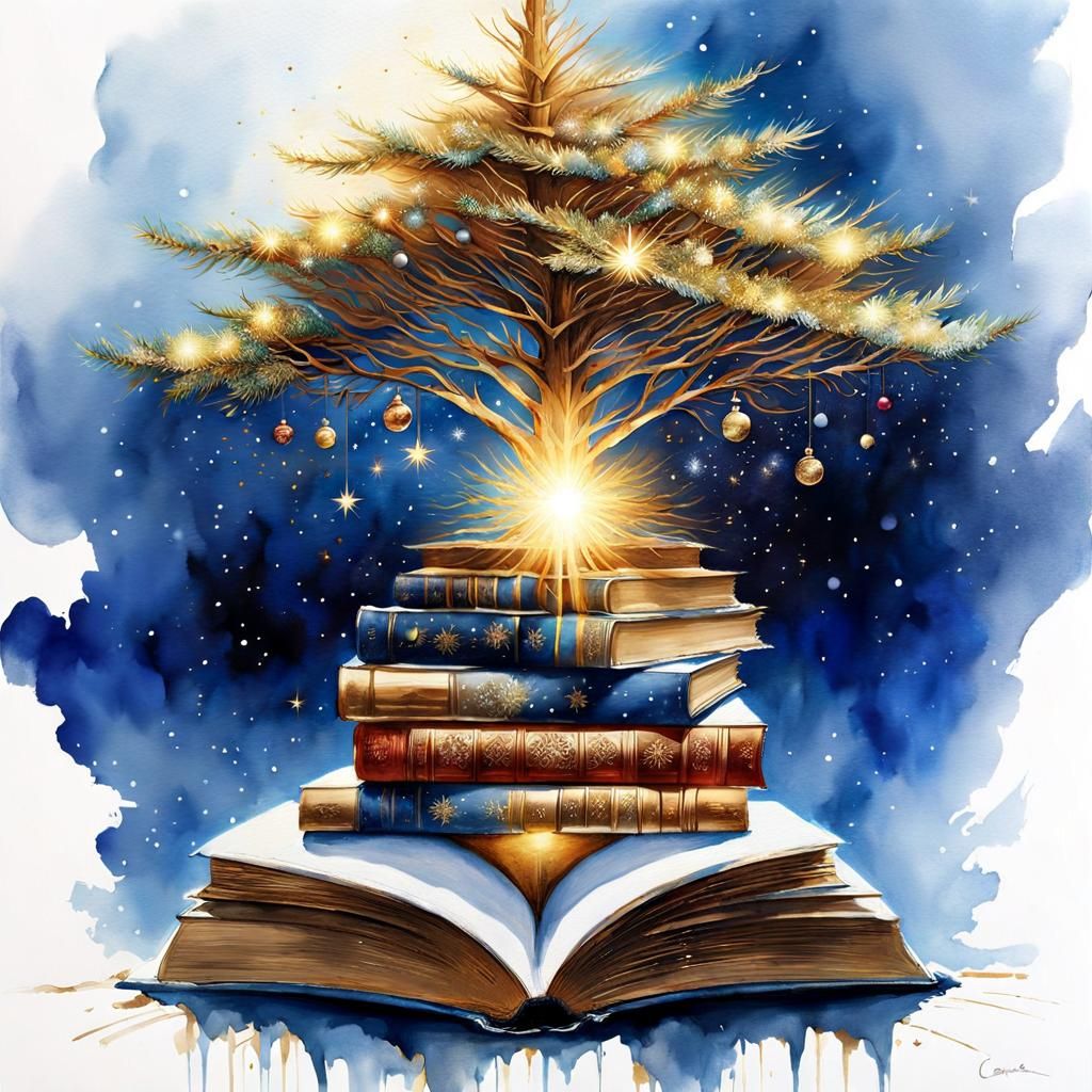 Book Christmas Tree in Breathtaking Library
