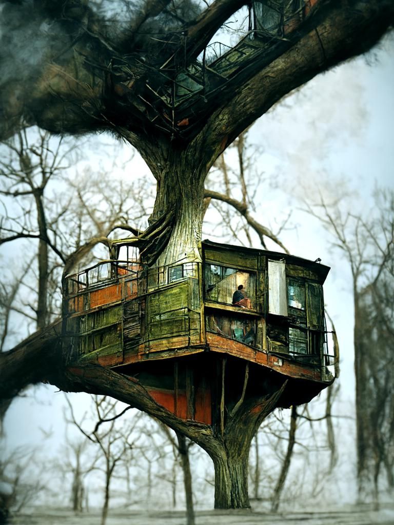 Enchanted Treehouse: Hyperrealist Meets Fantasy Illustration