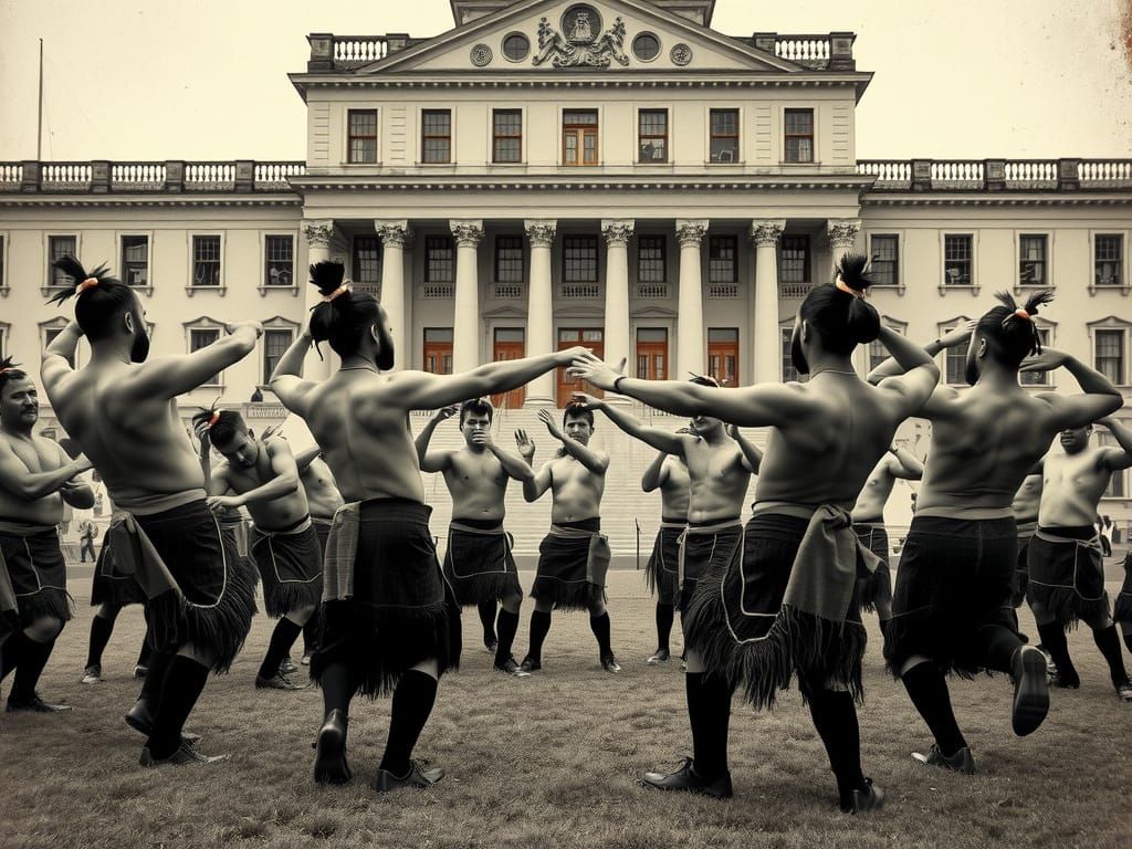 Victorian New Zealanders Perform Haka, Vintage Photography S...