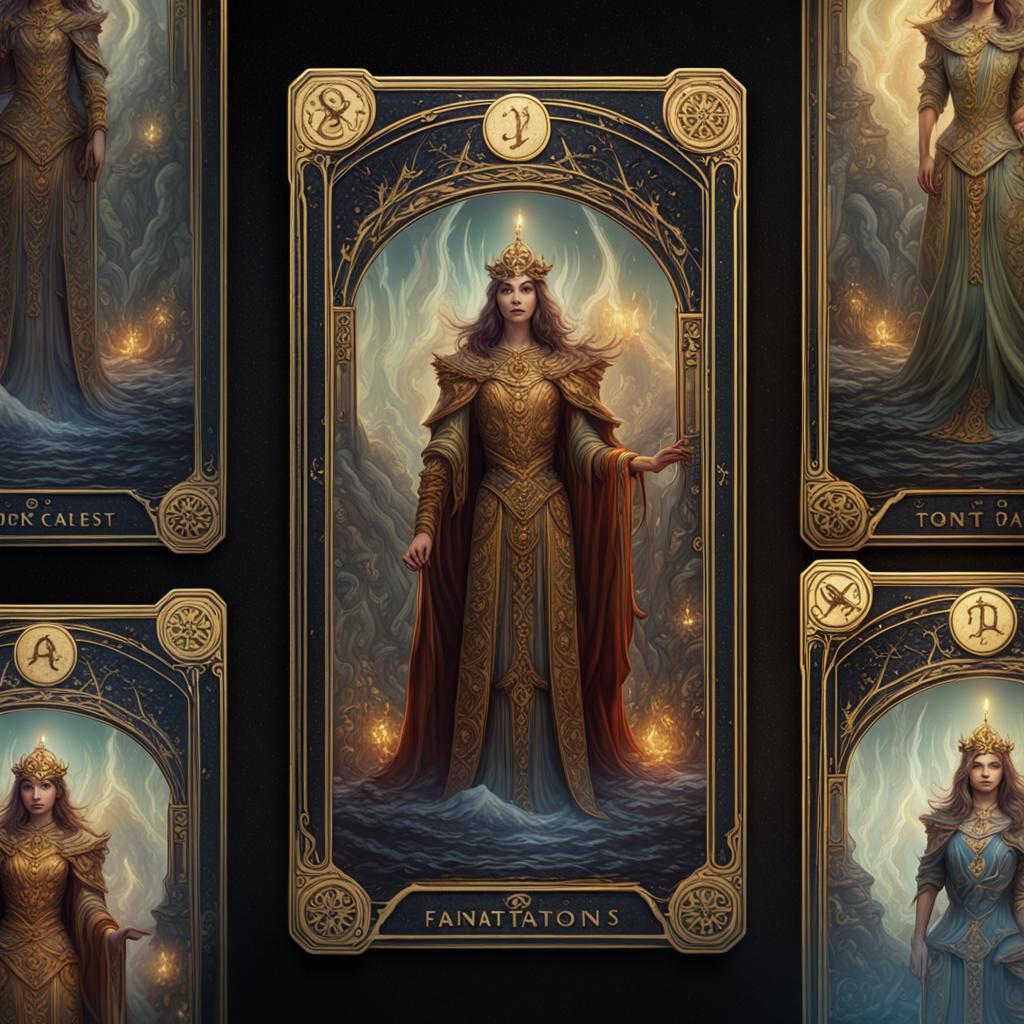 Detailed Tarot Cards in Fantasy Art Style