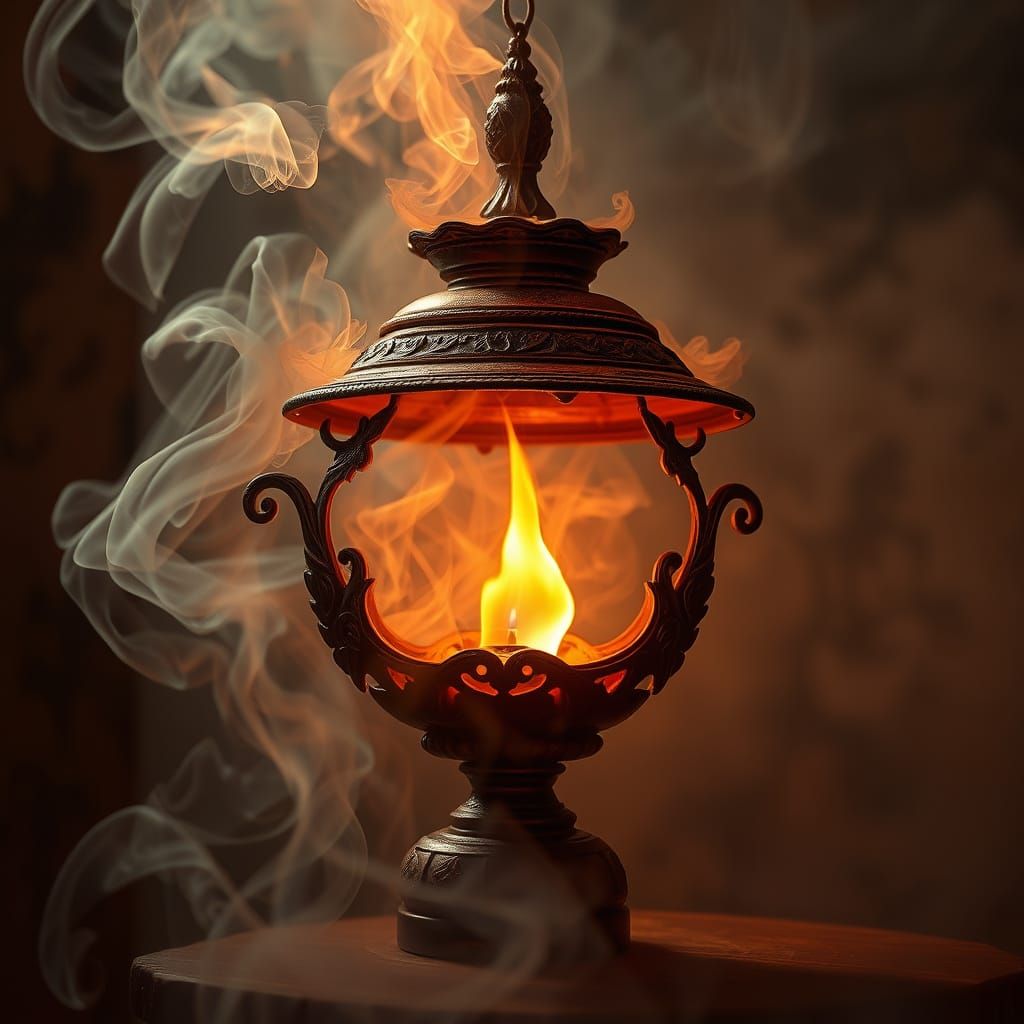 Ethereal Fairy Formed from Terracotta Lamp Smoke in Vibrant,...