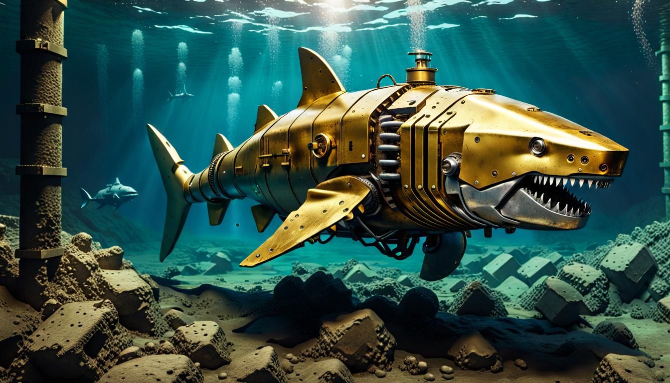 Robot Shark Swimming Through WWII Minefield