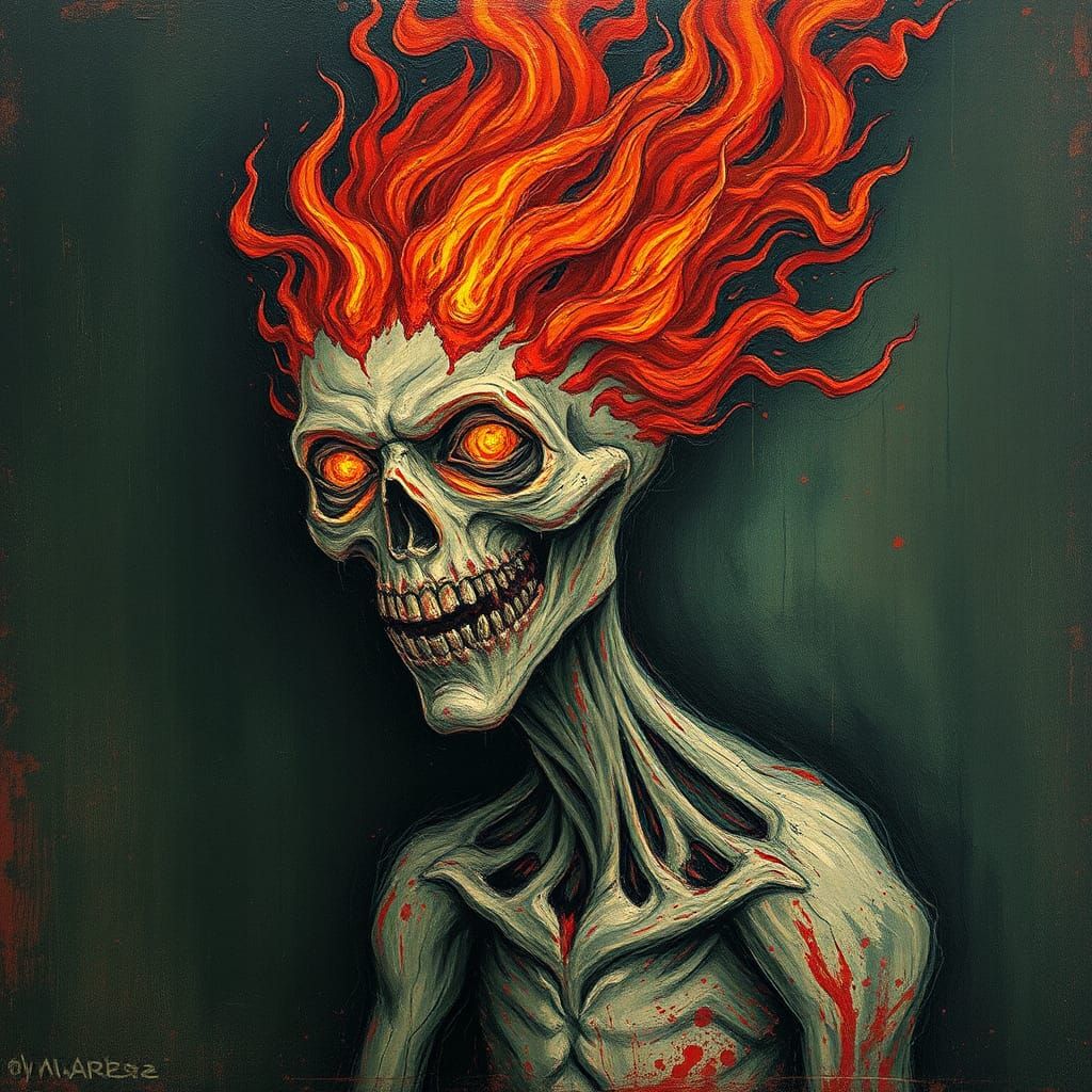 Tormented Fire Wraith in Fauvist Style