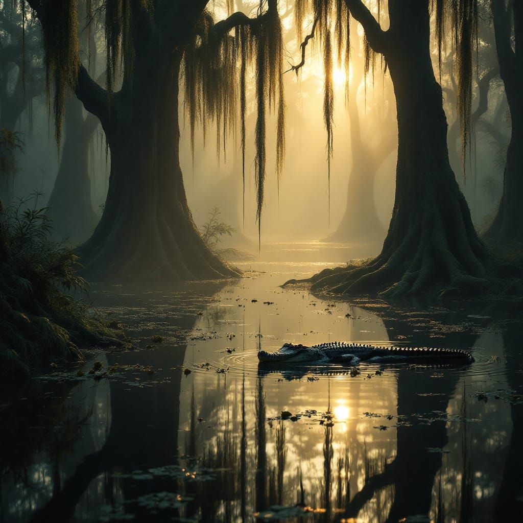 Sunrise Swamp in Mystical, Fantasy-Inspired Setting