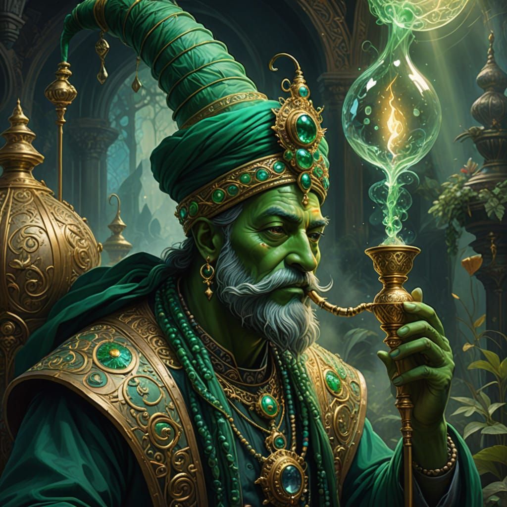 Enigmatic Emerald Caterpillar Conjured from Whispers of Wond...