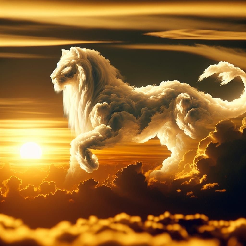 Ethereal Cloud Tiger at Sunset