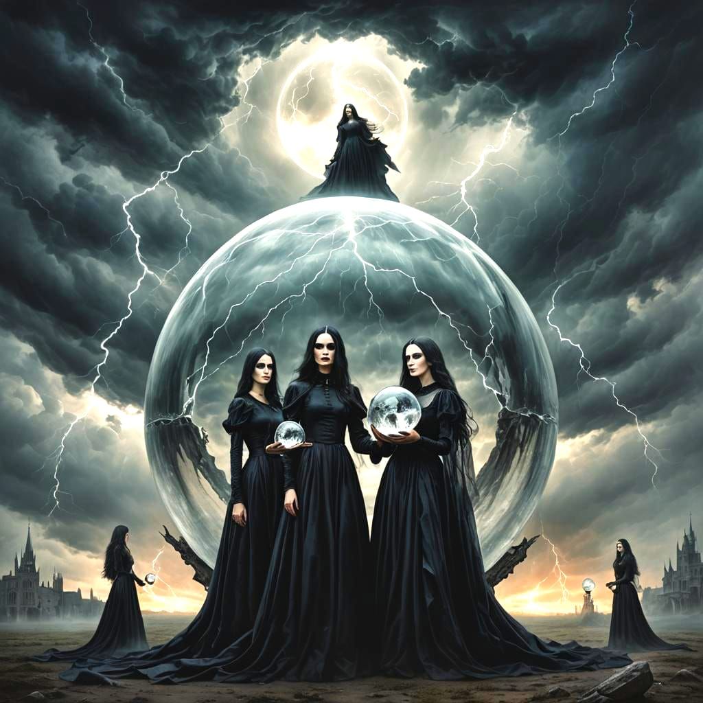 Gothic Witches Unite Under Stormy Sky