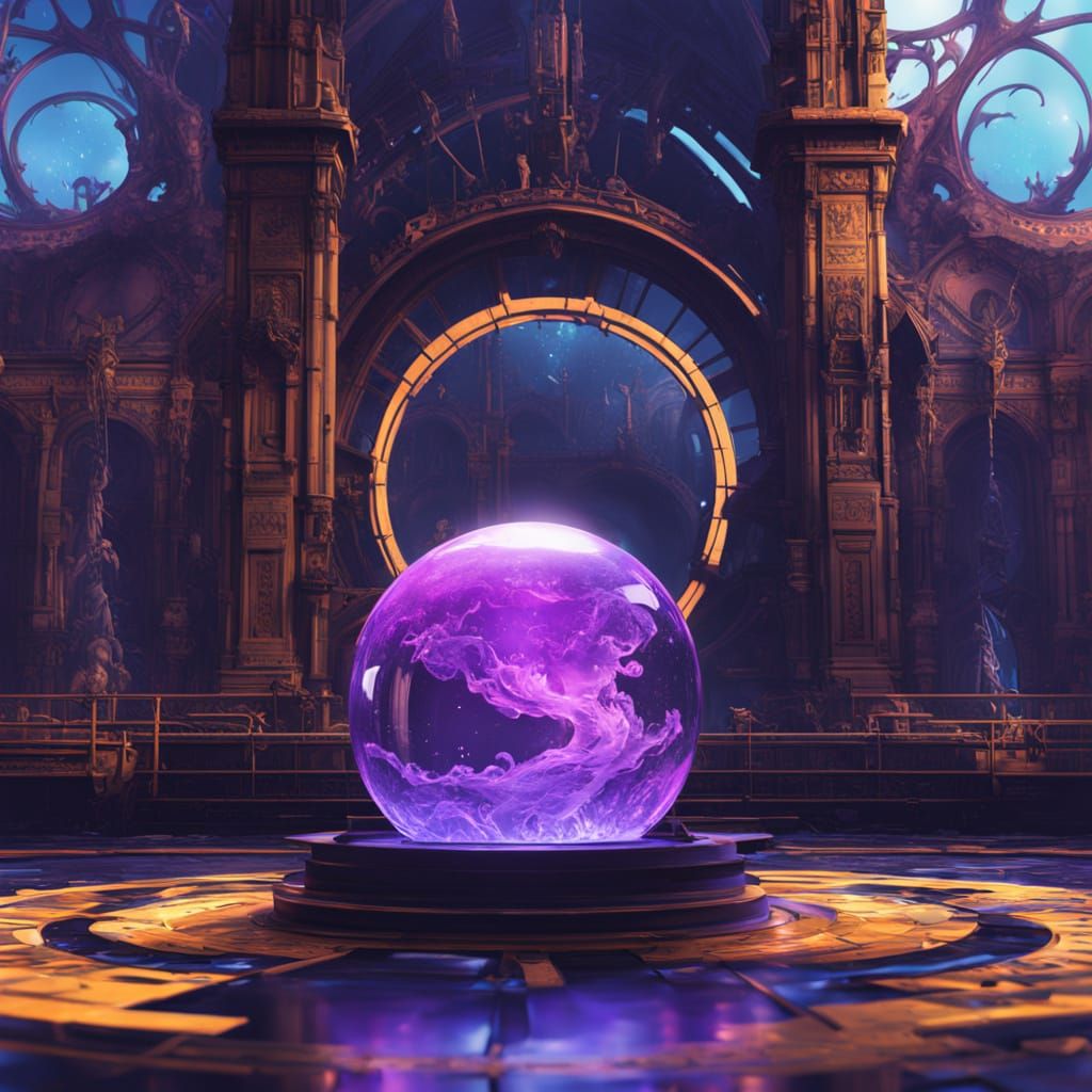 Mystical Crystal Ball in Water, Fantasy Concept Art