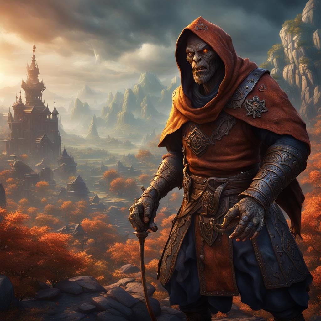 Detailed Hobgoblin Monk Fantasy Concept Art