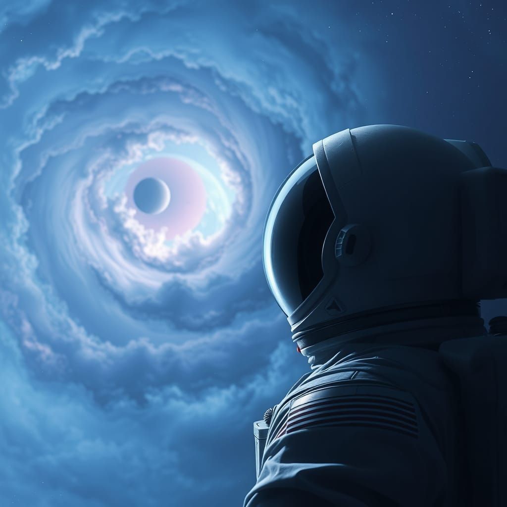 Astronaut Adrift in Cosmic Nebula: Hyperrealistic Space Scen...