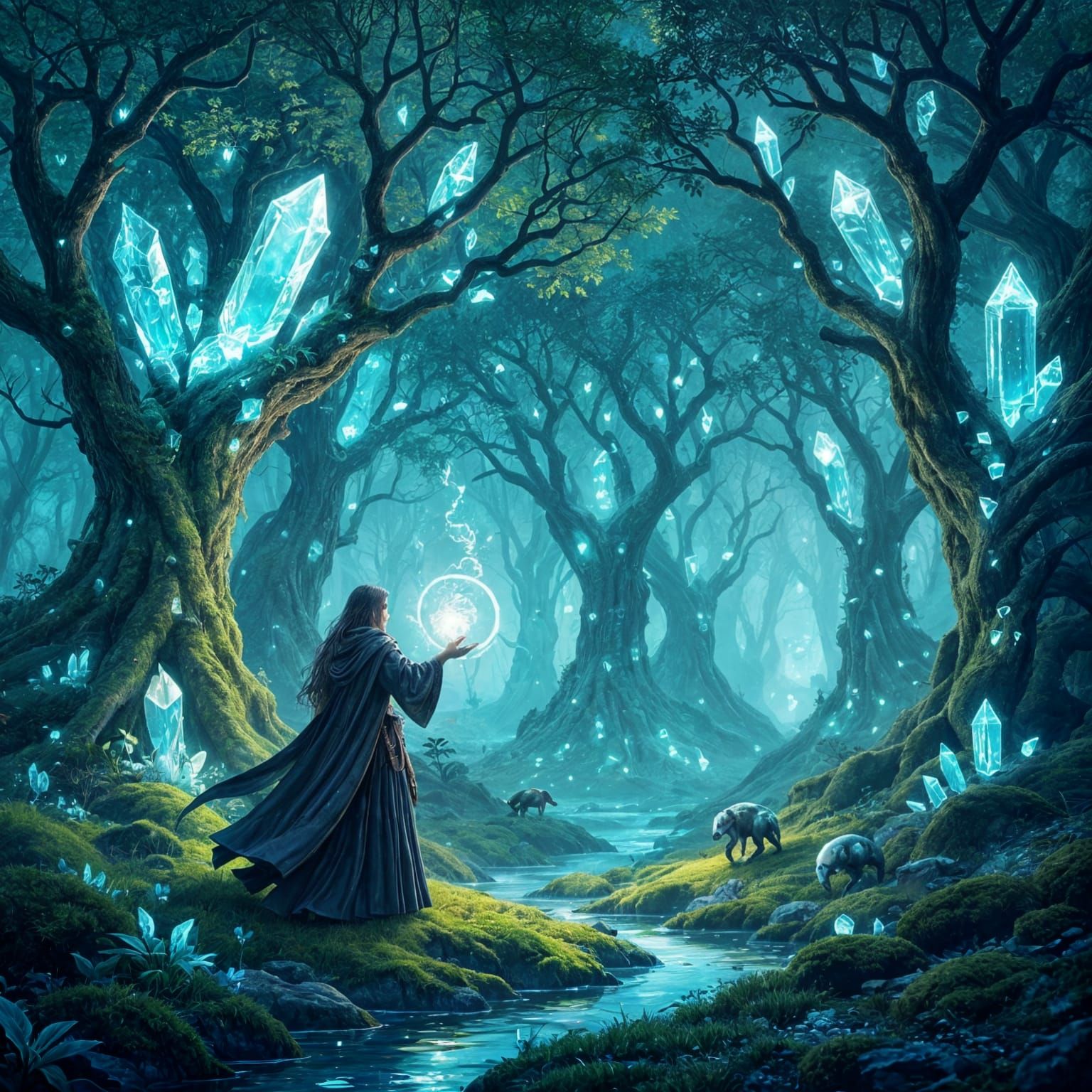 Bioluminescent Forest: A Mage's Enchantment